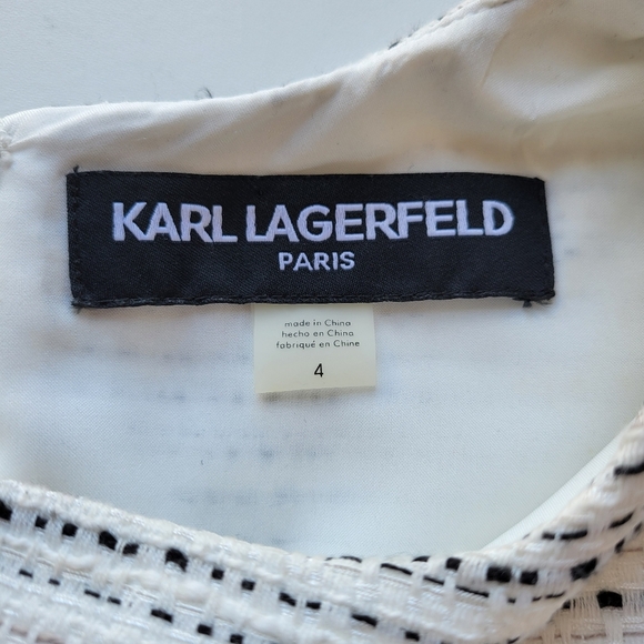 Karl Lagerfeld Paris white and black tweed dress size 4 - Picture 6 of 11